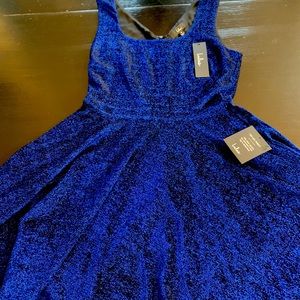 Blue Metallic skate dress. Never been worn tags still on.